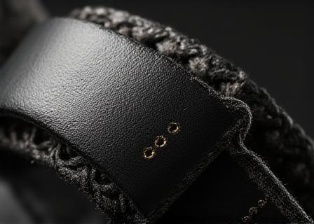 Heavy duty black leather belt with raw edge finishing