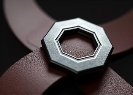 Minimalist leather belt with hexagonal steel buckle